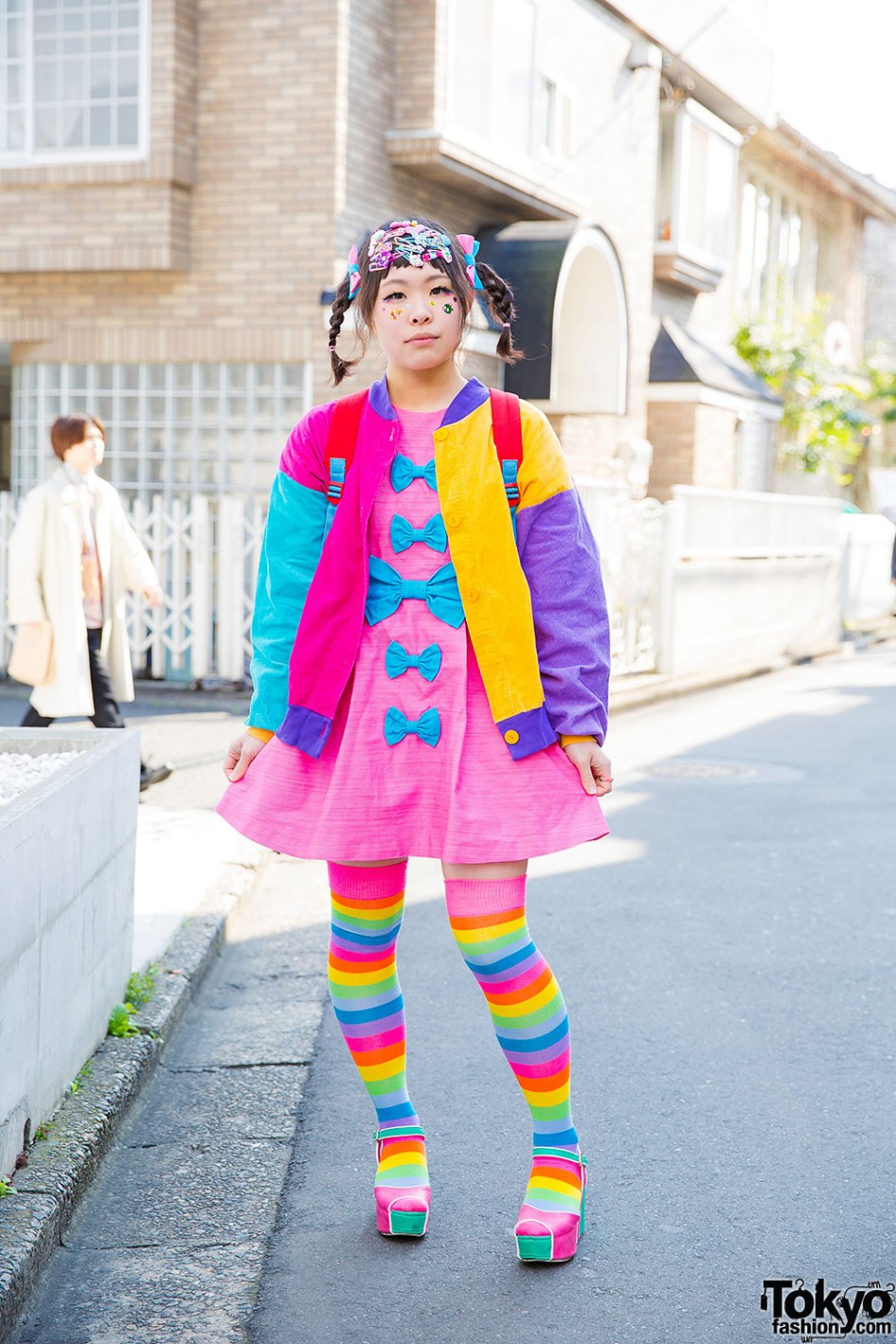 Harajuku Decora Girl in Colorful Bows w/ ACDC Rag, 6%DOKIDOKI, Mikansei ...