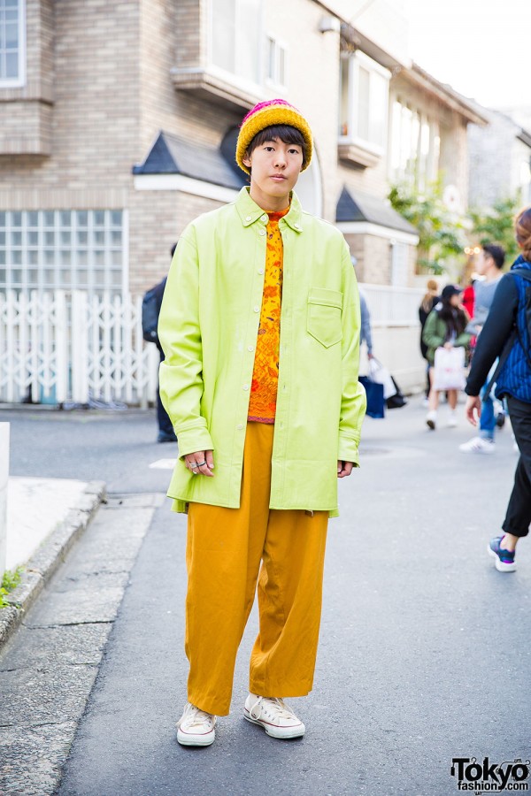 Harajuku Guy in Yohji Yamamoto Coat, Kenzo Shirt & Converse Sneakers
