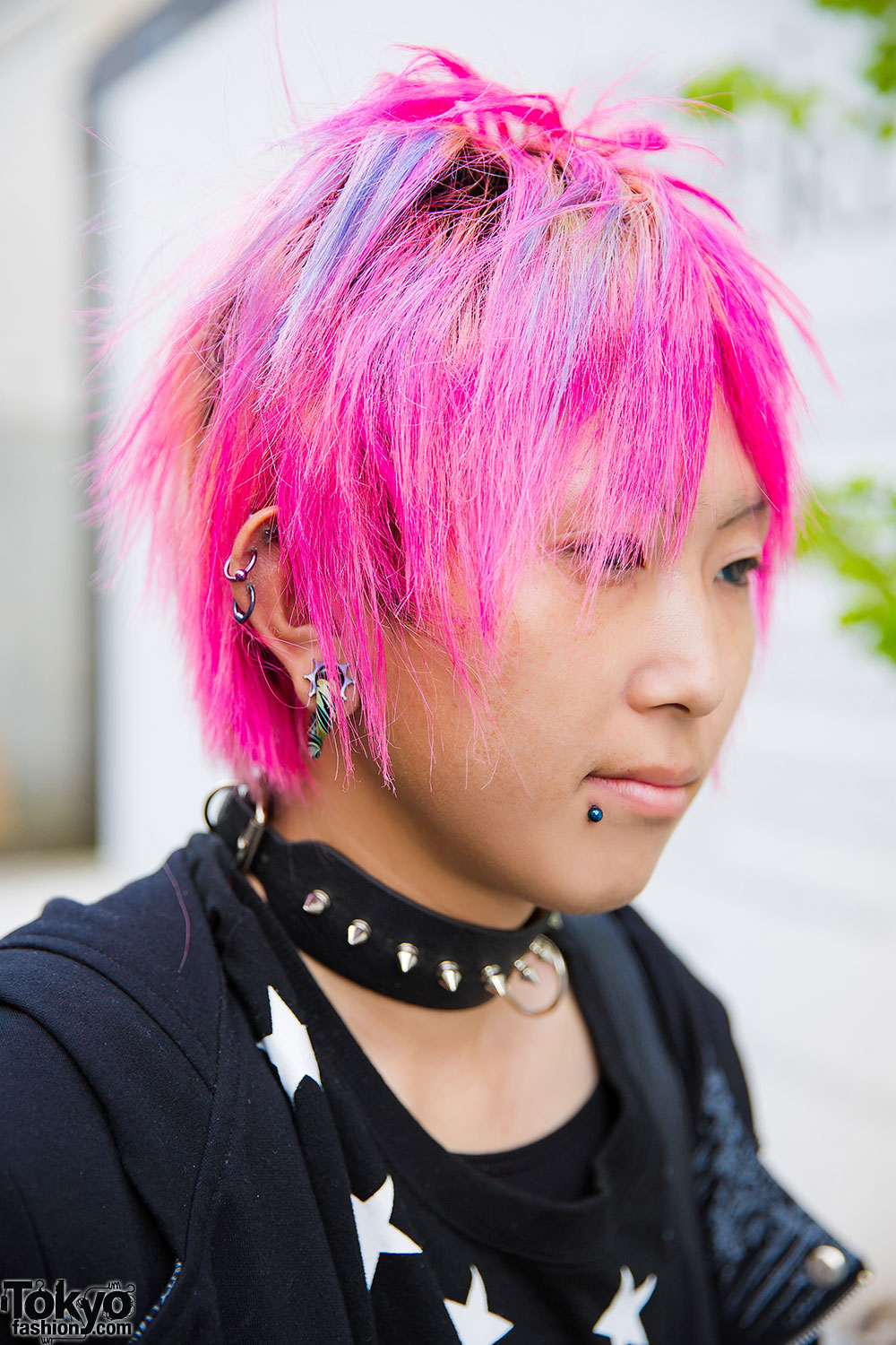 Pink Hair, X-Men Top, Skeleton Tights & LV in Harajuku – Tokyo Fashion