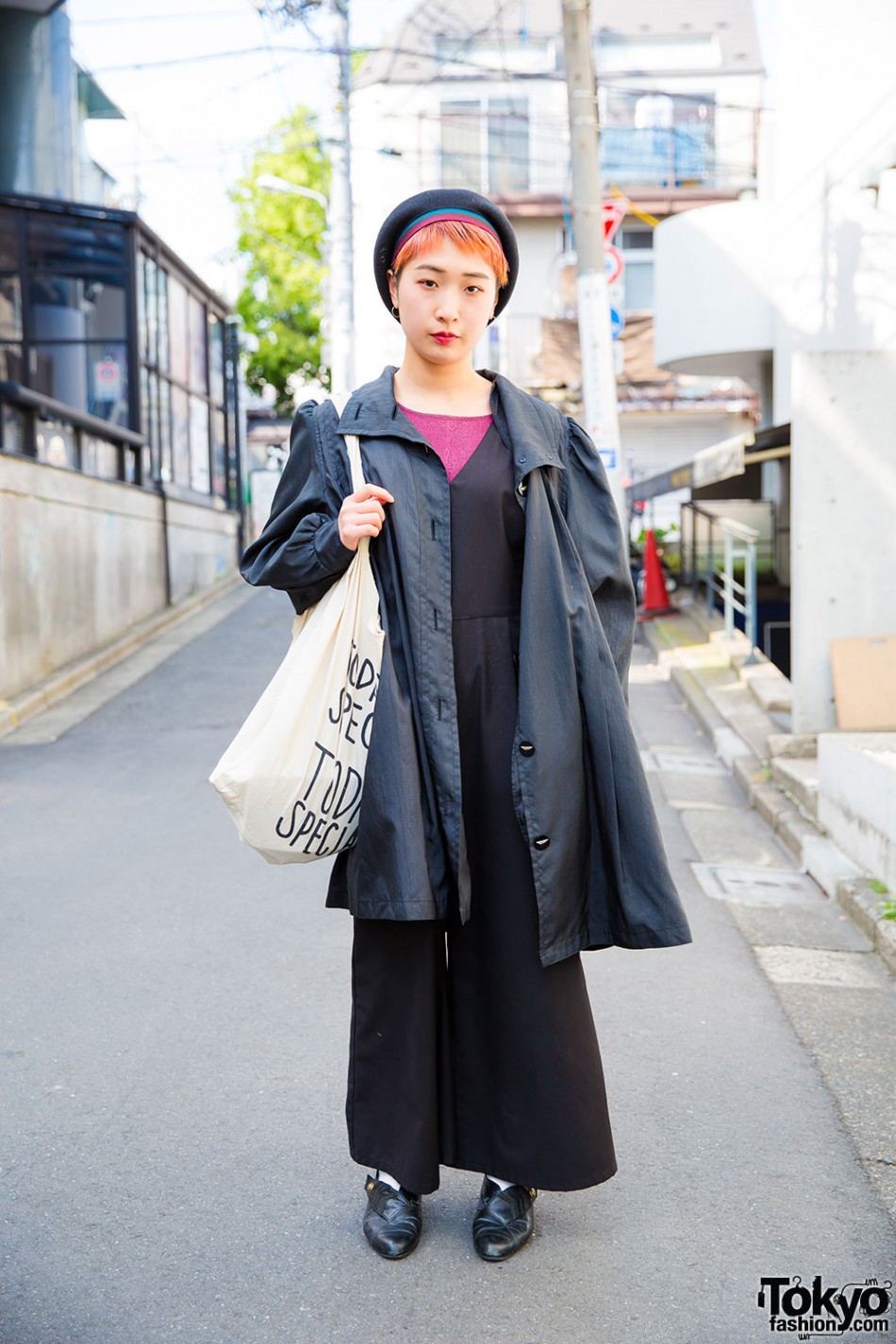 Harajuku Street Style w/ Vintage Jumpsuit, Trench Coat & Beret
