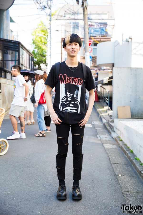 Harajuku Guy in Misfits T-Shirt & Uniqlo Ripped Jeans