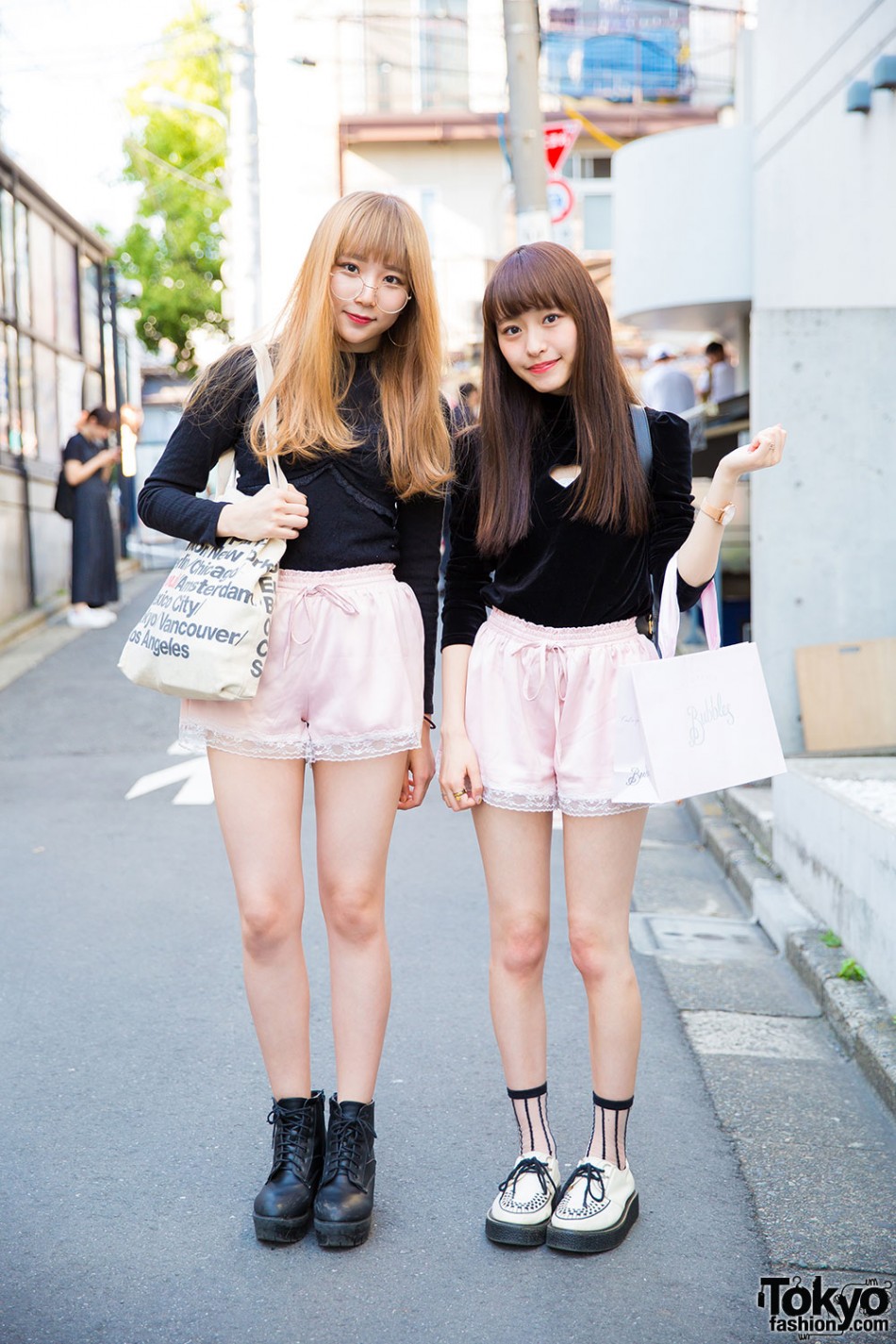Harajuku Girls in Matching Pink Shorts w/ Bubbles, One Spo & E hyphen