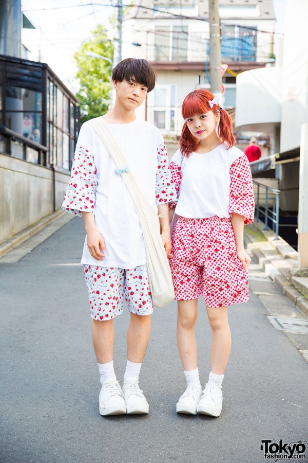 Supercute Harajuku Couple in Matching Remake Fashion & Tokyo Bopper
