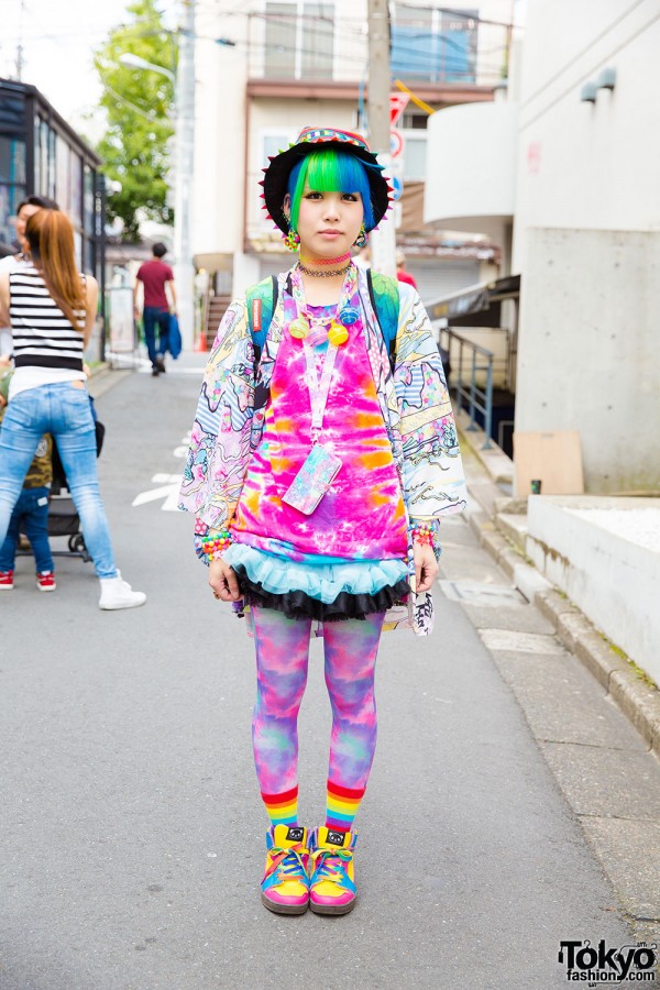 Harajuku Girl in Rainbow Fashion & Piercings w/ ACDC Rag, Sprayground, Swimmer Japan & Claire’s