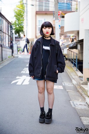 Harajuku Girl in All Black Resale Fashion with Nadia Platform Creepers ...