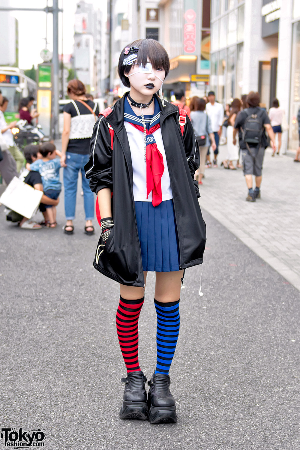 Japanese School Uniform, Demonia, Striped Socks & Momoclo Winged