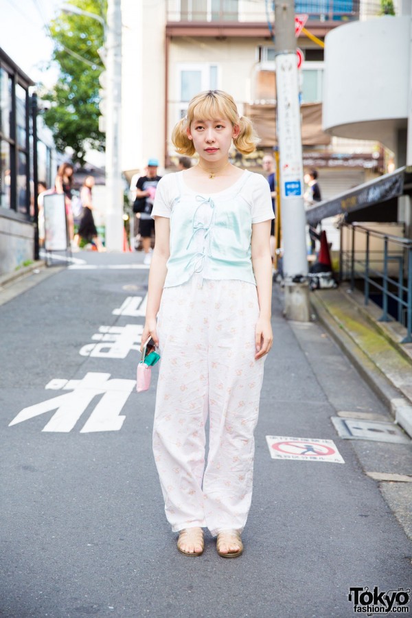 Twin-tailed Harajuku Blonde in Nightwear As Outerwear Resale Fashion w/ The Virgin Mary & Amijed