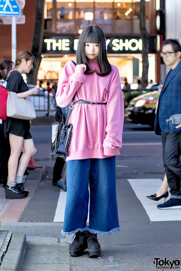 Harajuku Girl in Pink Sweatshirt, E Hyphen BonBon & Tokyo Bopper Platforms