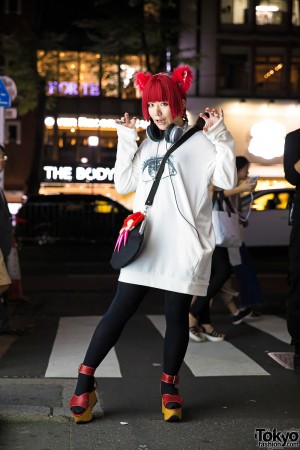 Harajuku Girl in Takuya Angel Ears w/ Funky Fruit Hoodie & Vivienne ...