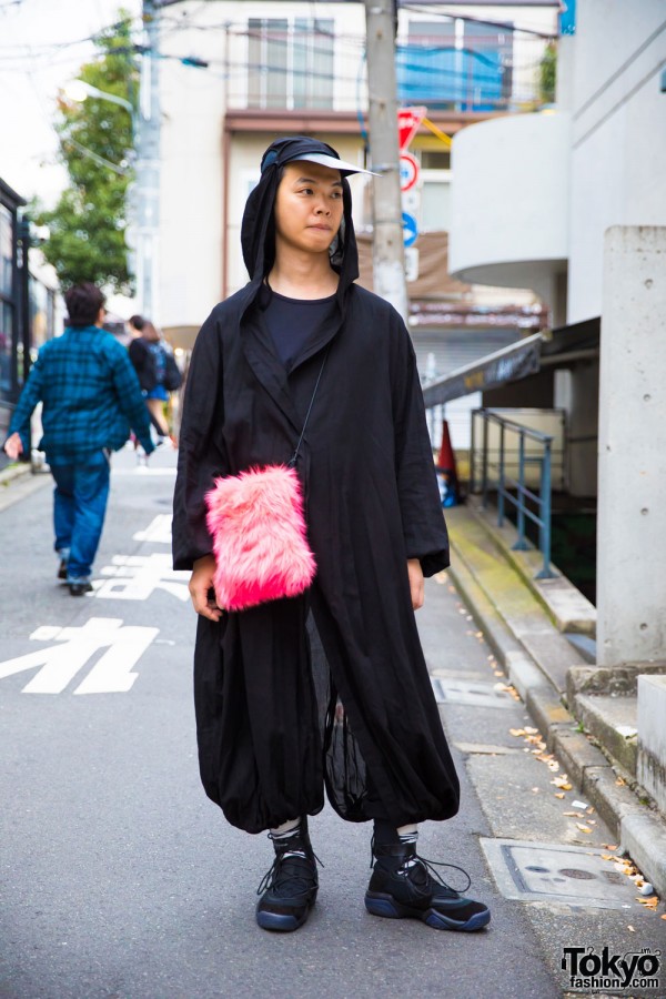 Harajuku Guy in Street Style Minimalist Fashion w/ Yohji Yamamoto & Room Boy Pony