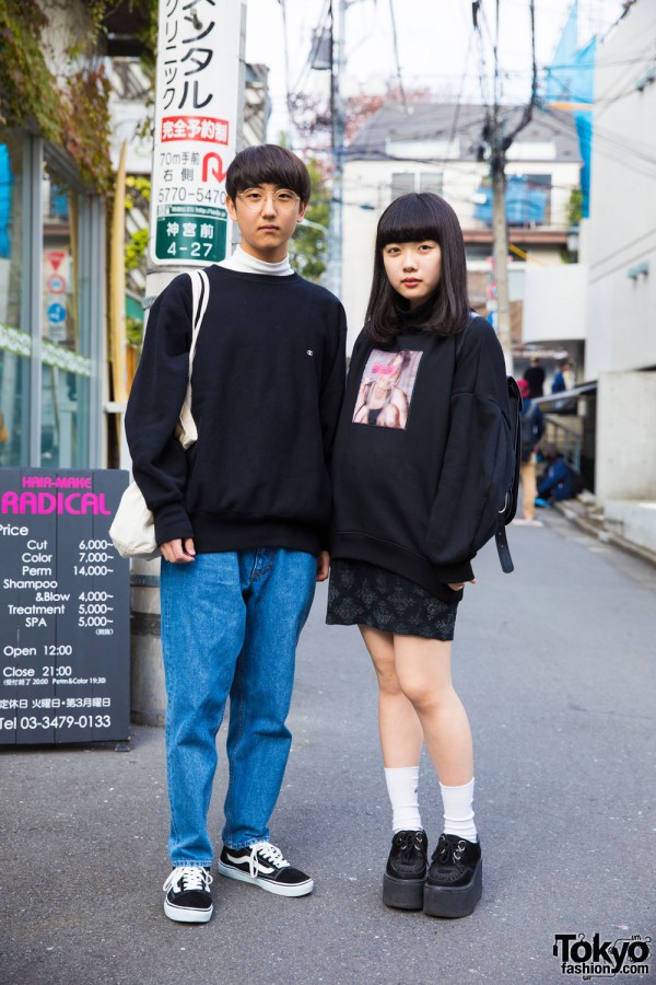 Harajuku Duo in Chic Sweater Fashion Styles w/ Bubbles, Champion, Candy Stripper, Vans & More