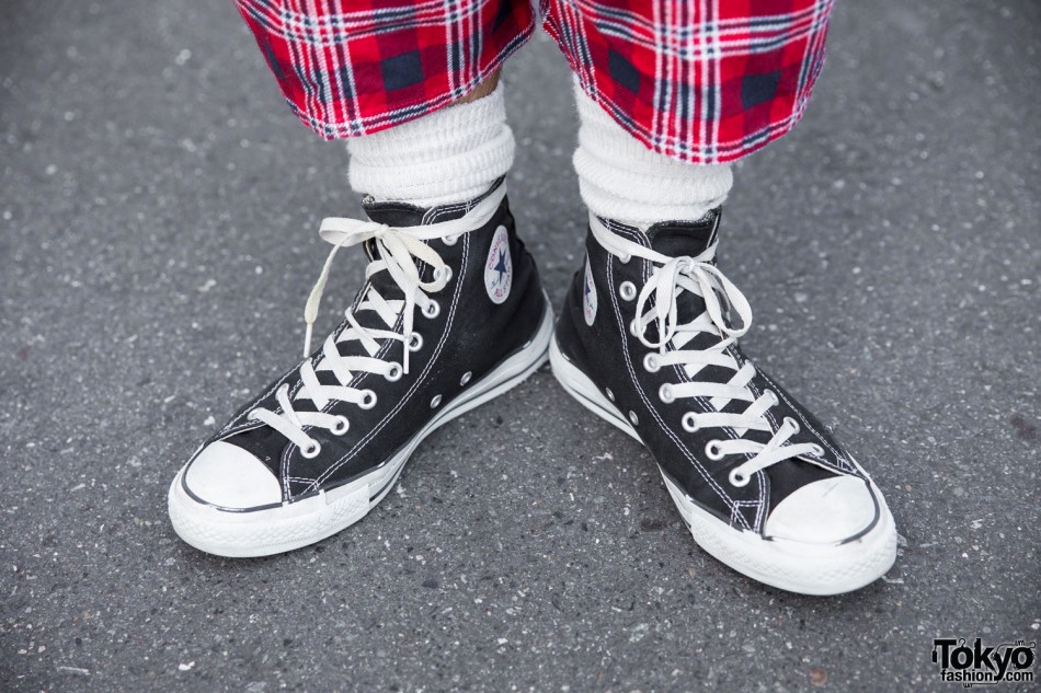 Harajuku Guy in Plaid Street Style by South2 West8 & Converse Sneakers ...