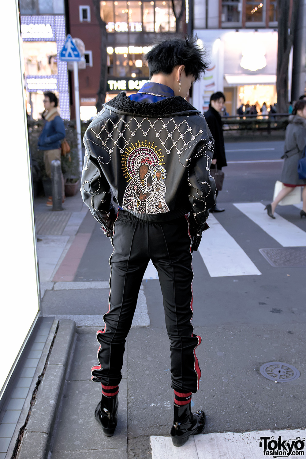Harajuku Guy in Versace Madonna & Child Leather Jacket, YSL, 99%IS ...