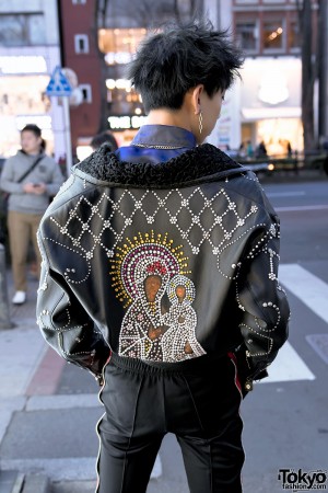 Harajuku Guy in Versace Madonna & Child Leather Jacket, YSL, 99%IS ...