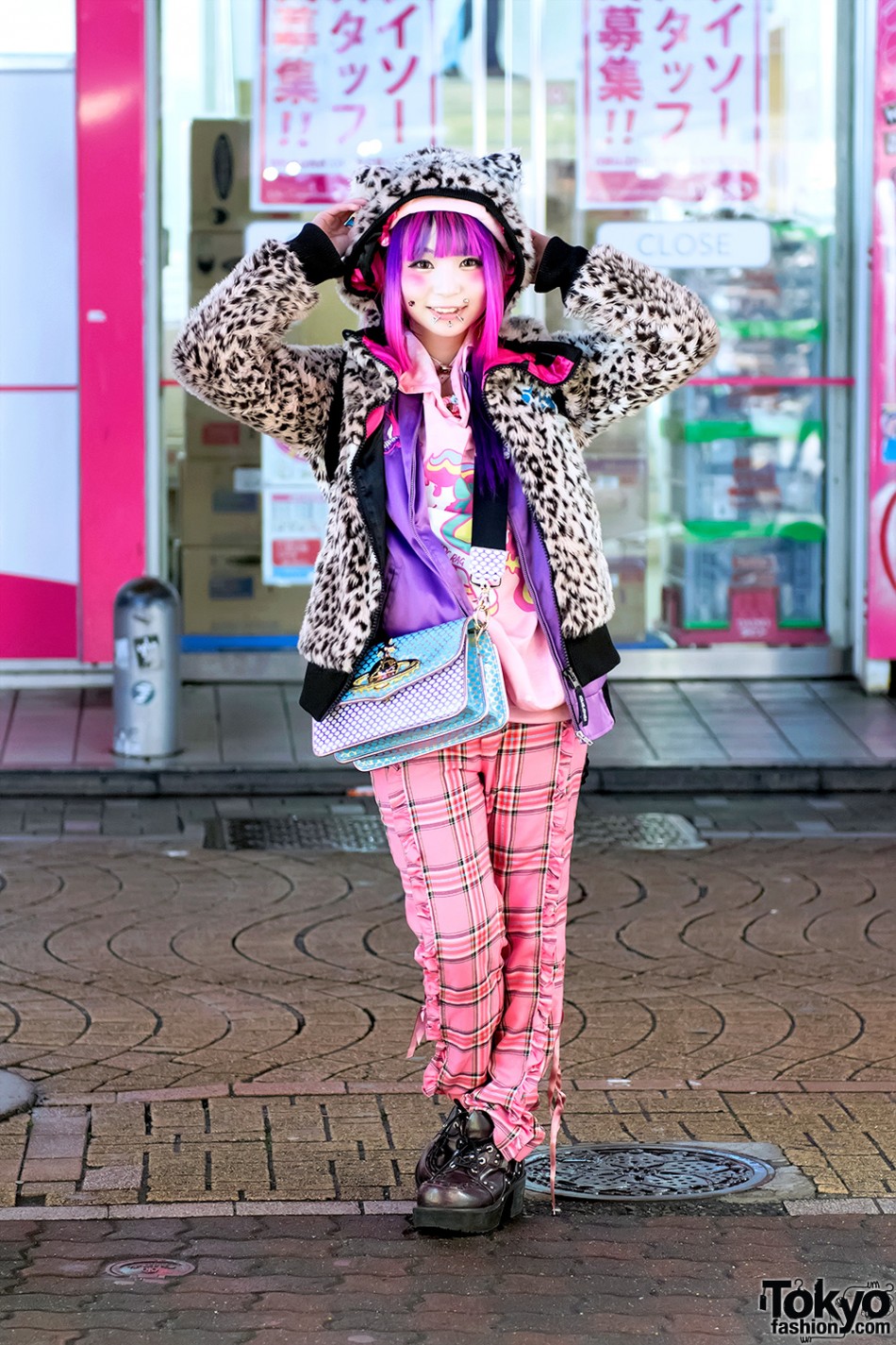 Pierced Harajuku Girl in Colorful Street Style w/ ACDC Rag, Vivienne ...