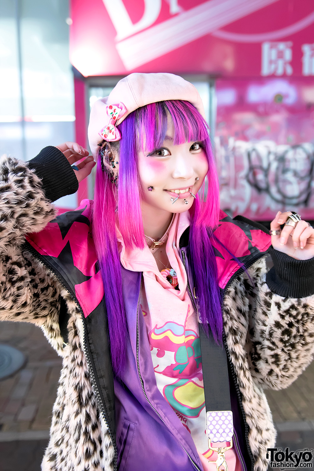 Pierced Harajuku Girl in Colorful Street Style w/ ACDC Rag, Vivienne ...