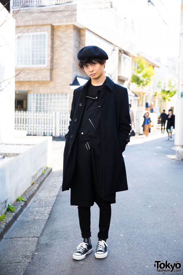 Harajuku Guy Clad in All Black w/ Comme des Garcons, Converse & Chrome Hearts