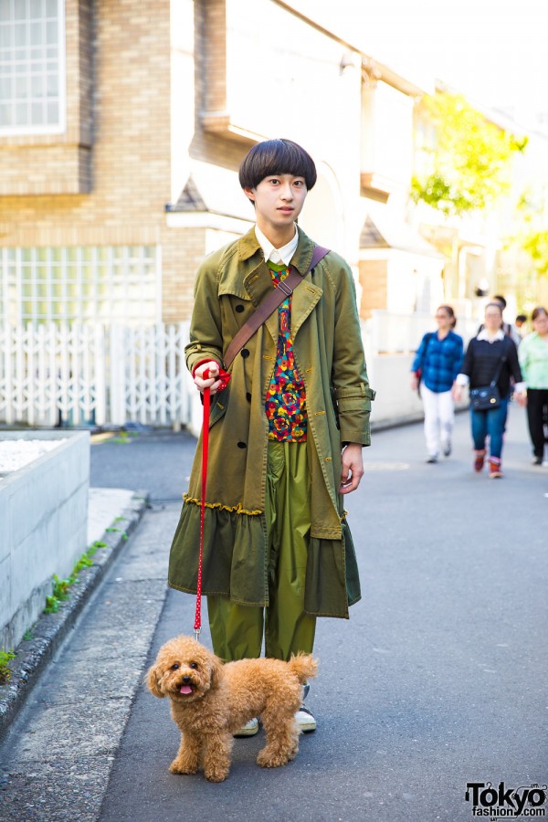 Harajuku Guy & Puppy in Comme Des Garcons Homme Plus & Jean Paul Gaultier