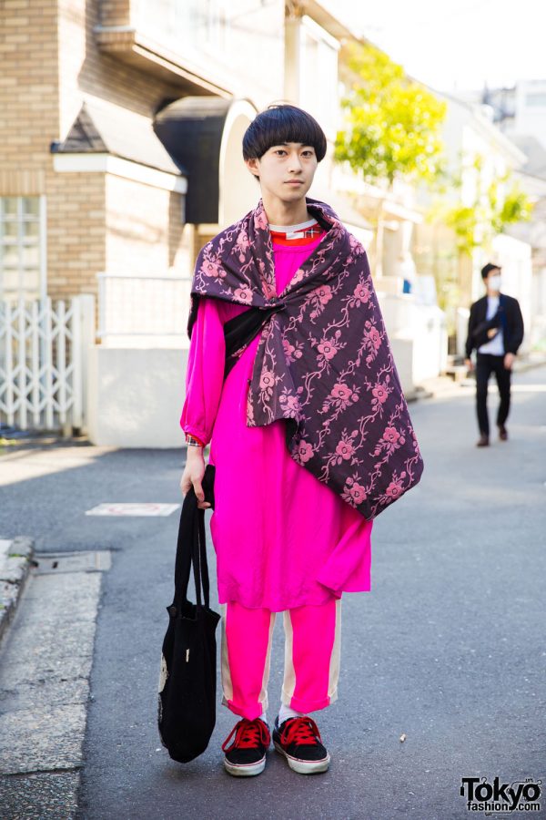 Harajuku Guy in Pink Comme des Garcons Homme Plus & Tricot Street Style