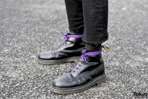 Dr. Martens Boots With Purple Laces Tokyo Fashion