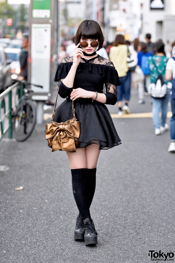 Dark Harajuku Street Style w/ Emoda, YSL, Vivienne Westwood & Converse Platforms
