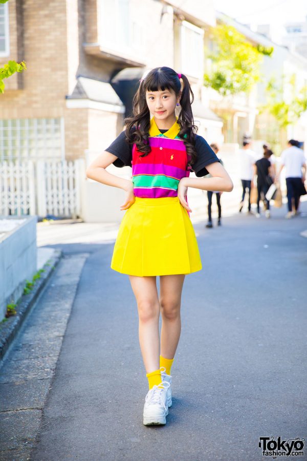 Harajuku Model/Actress in Colorful Vintage Fashion, Ralph Lauren & Thank-You Mart