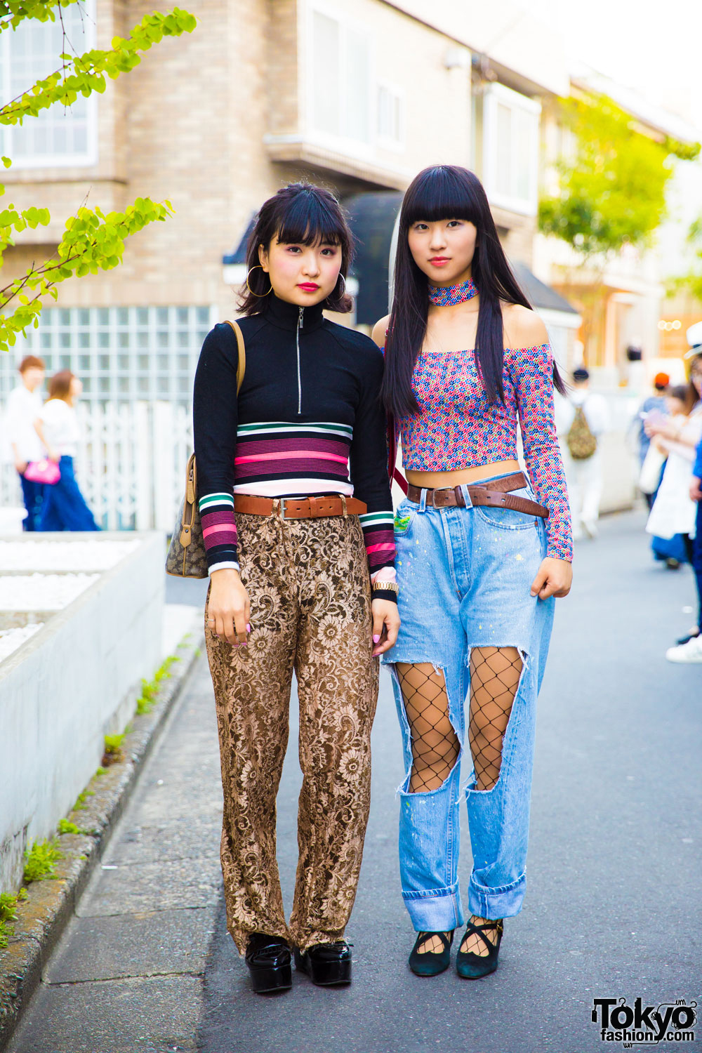 Harajuku Girl in 1990's Street Style w/ Hollister Crop Top, Tripp Pants,  Gucci Circle Bag & 53045 Spike Sneakers – Tokyo Fashion