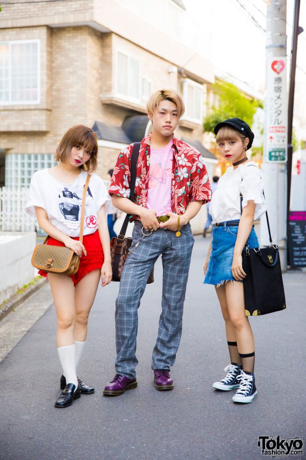 Harajuku Trio in Street Styles by Oh Pearl, Faith Tokyo, Richardson, Chanel, Jouetie, Gucci, Dr. Martens & Converse