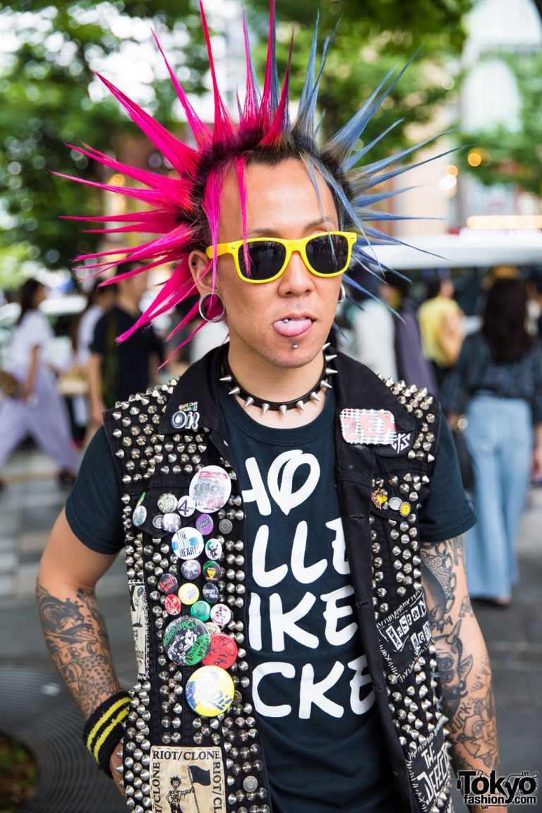 Harajuku Punks W Liberty Spikes Studded Vest Leather Pants And Boots