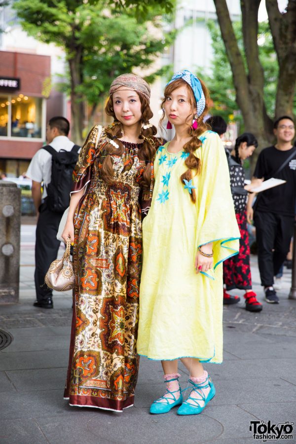 Harajuku Girls in Vintage Street Styles w/ Headscarf & Twintails