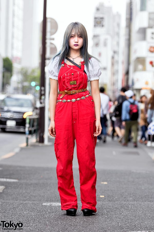 Harajuku Girl in Vintage Washington Dee Cee Overalls, Faith Tokyo & Oh Pearl Items