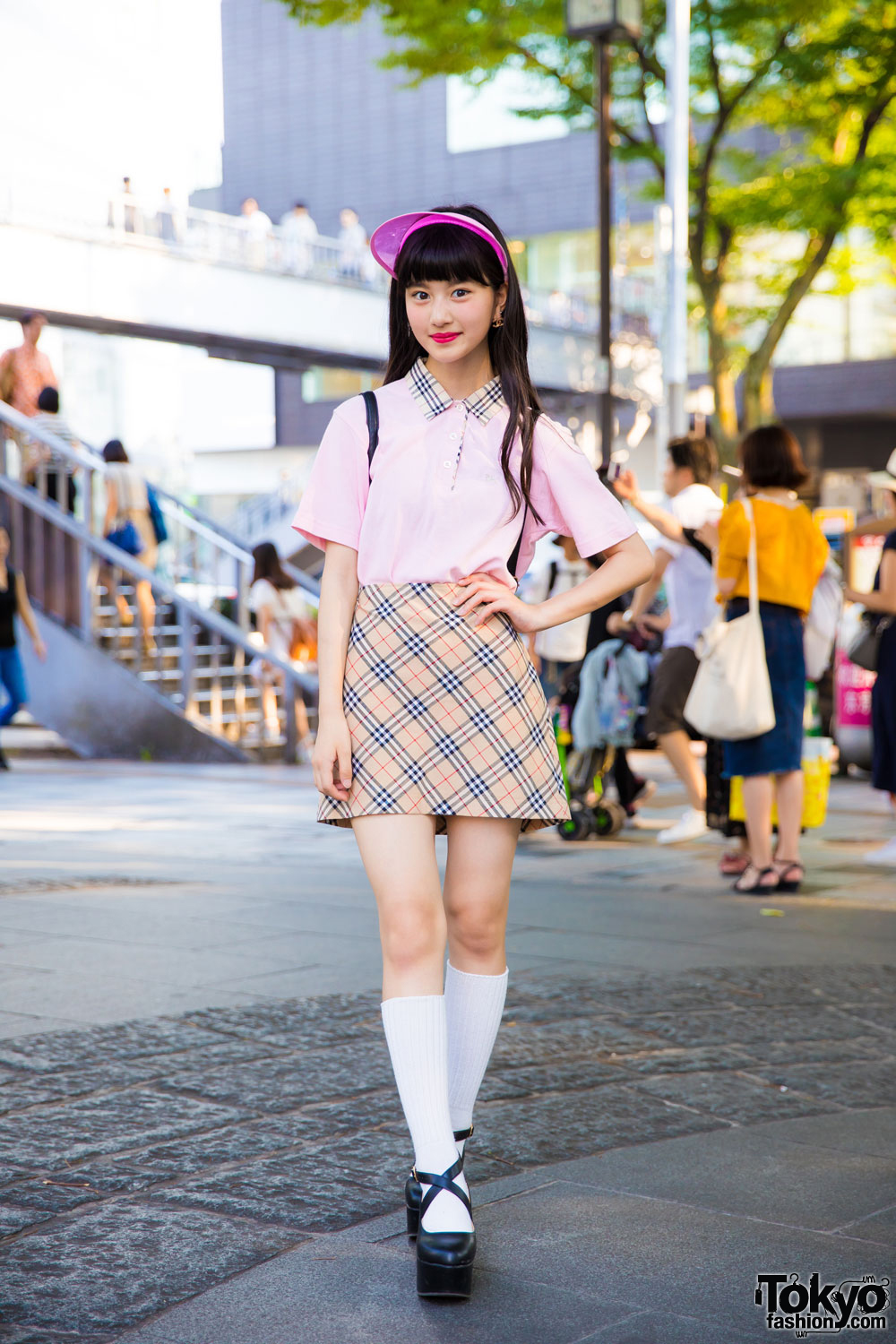 Harajuku Model/Actress in Plaid Street Style w/ Kinji, San To Nibun No Ichi, WEGO & Chanel