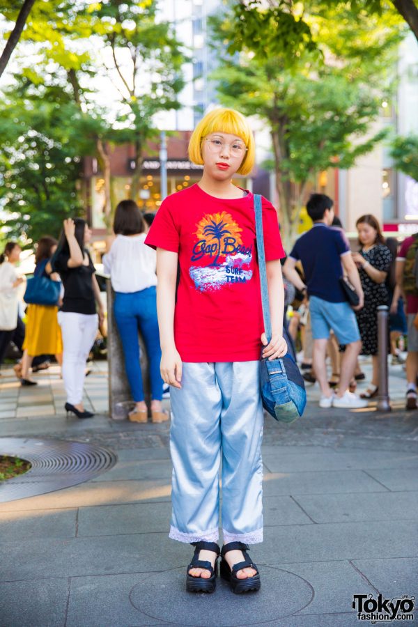 Harajuku Girl w/ Yellow Hair & Round Glasses in WEGO, Spinns & Gap Kids