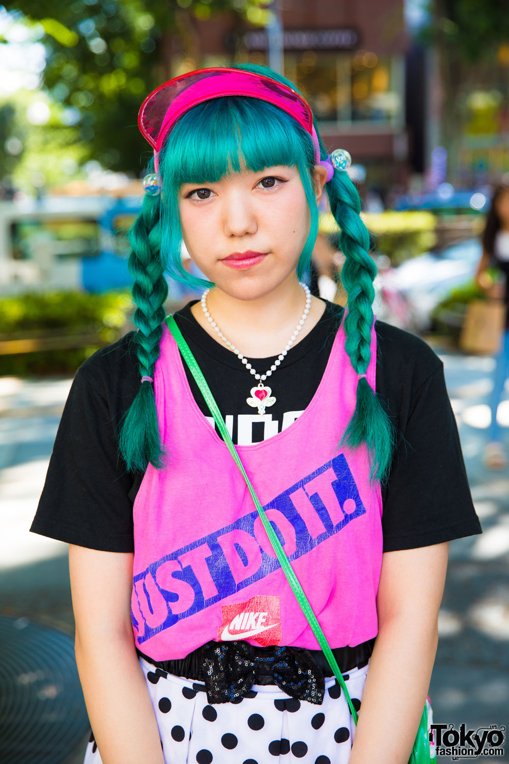 Colorful Harajuku Girl w/ Twin Braids in Polka Dot Skirt, 6%DOKIDOKI ...