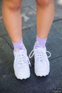 Harajuku Girl in Neon Skirt, My Little Pony Bag & Sneakers – Tokyo Fashion
