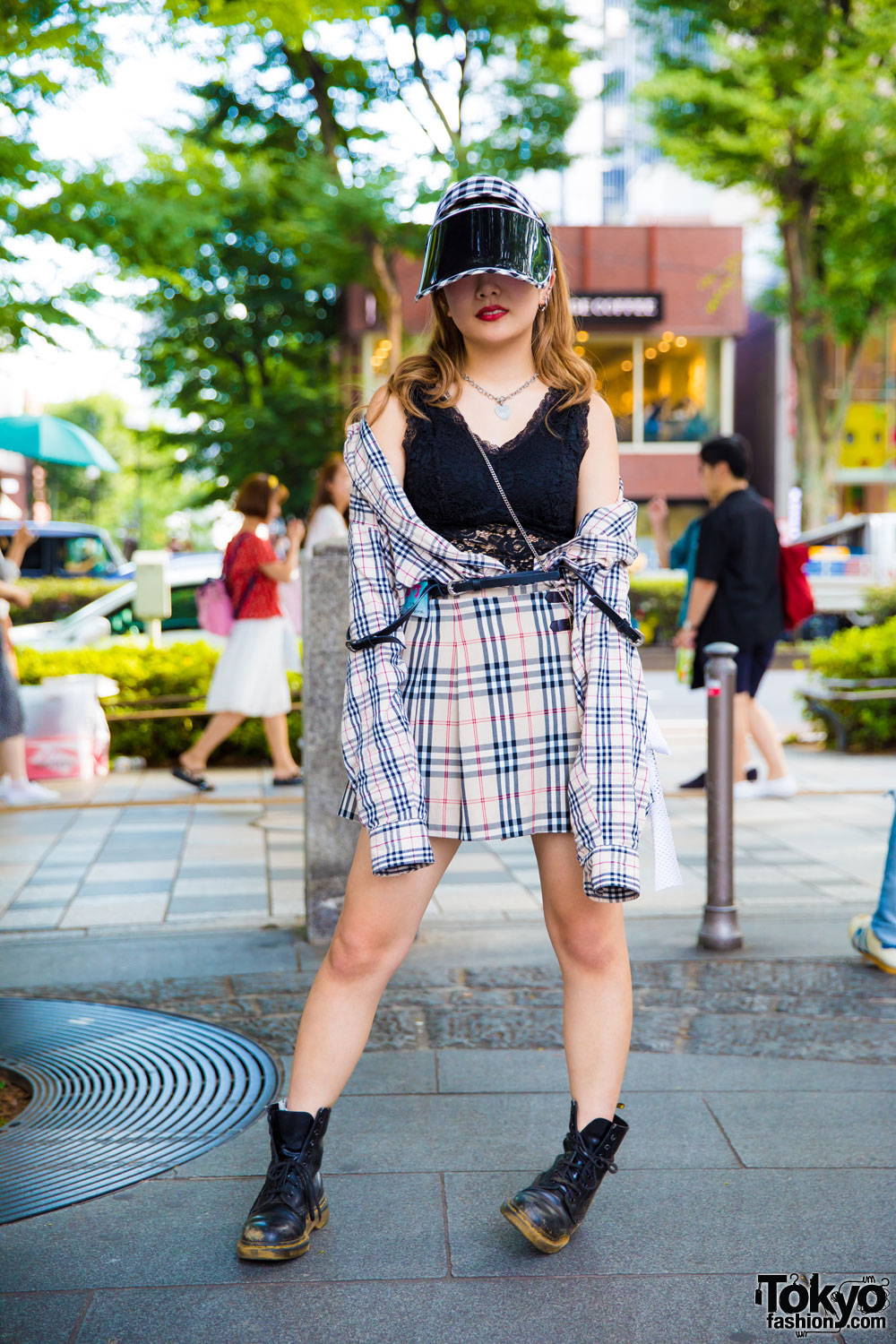 Plaid Harajuku Street Fashion w/ Burberry, Faith Tokyo, Dr. Martens & Peco Club