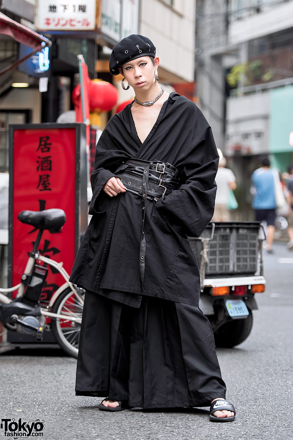 Japanese Fashion Designer w/ Gothic Kimono & Corset Street Style in Harajuku