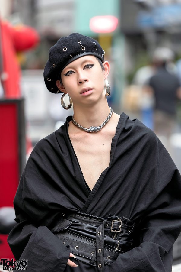 Japanese Fashion Designer w/ Gothic Kimono & Corset Street Style in