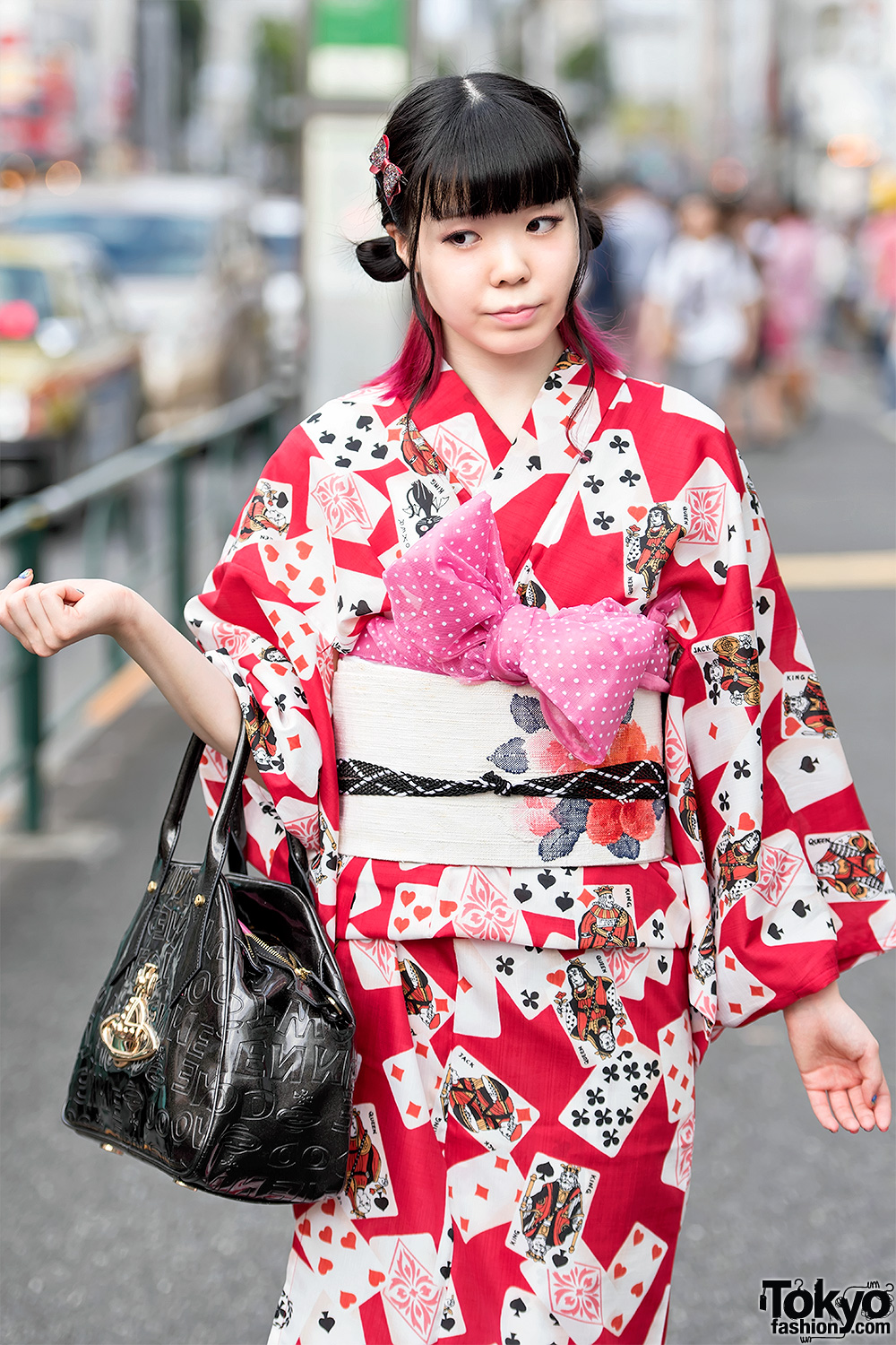 Harajuku Girl in Pretty Yukata, Vintage Obi, Vivienne Westwood
