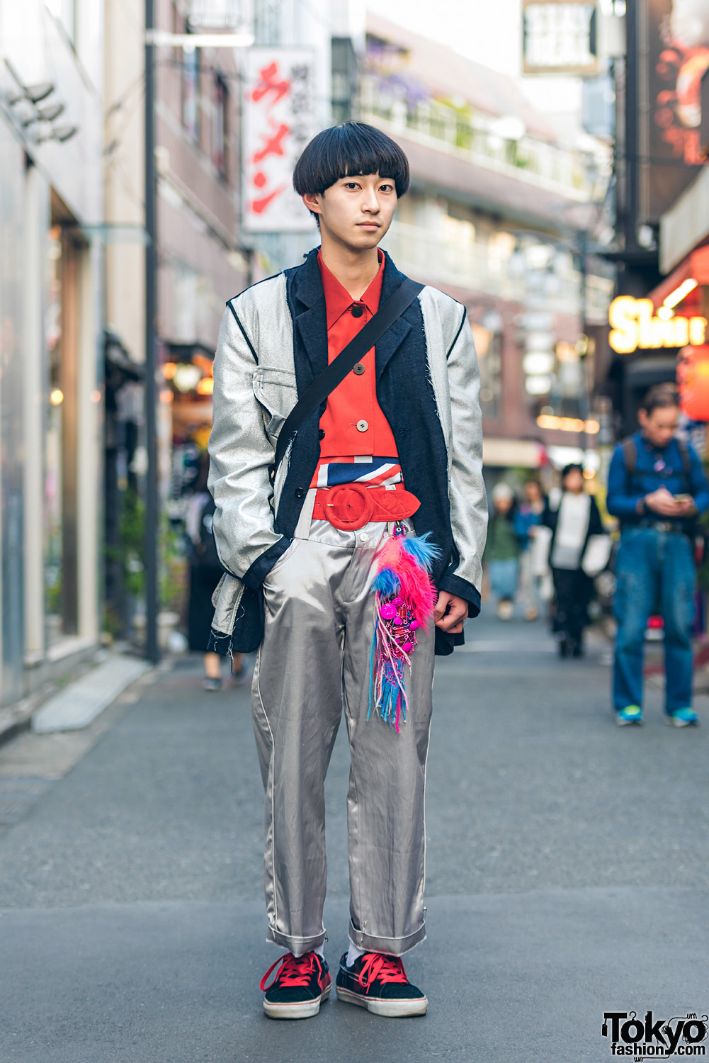 Japanese Street Style w/ Silver Comme des Garcons Homme x Jean Paul Gaultier Suit, Yohji & Kenzo