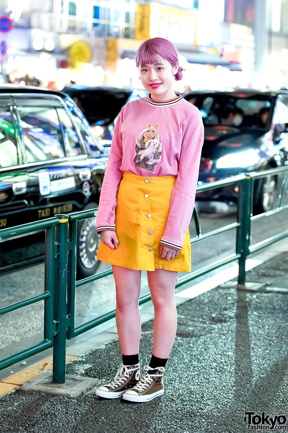 Harajuku Girl in Little Sunny Bite x Muppets Top, Dickies, Converse & Handmade Fashion