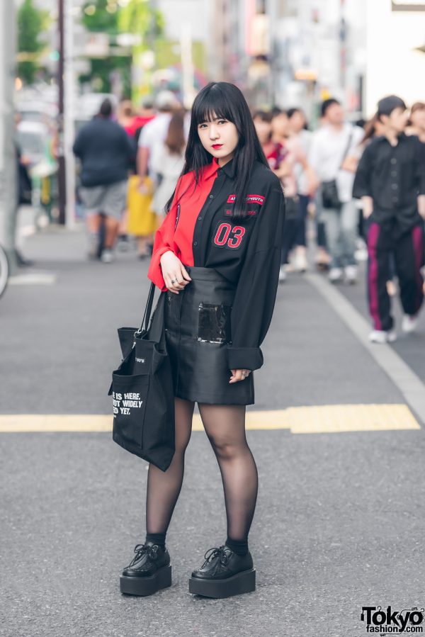 Harajuku Girl in Red & Black Street Fashion w/ Another Youth, Style Nanda, ESC Studio & Bubbles