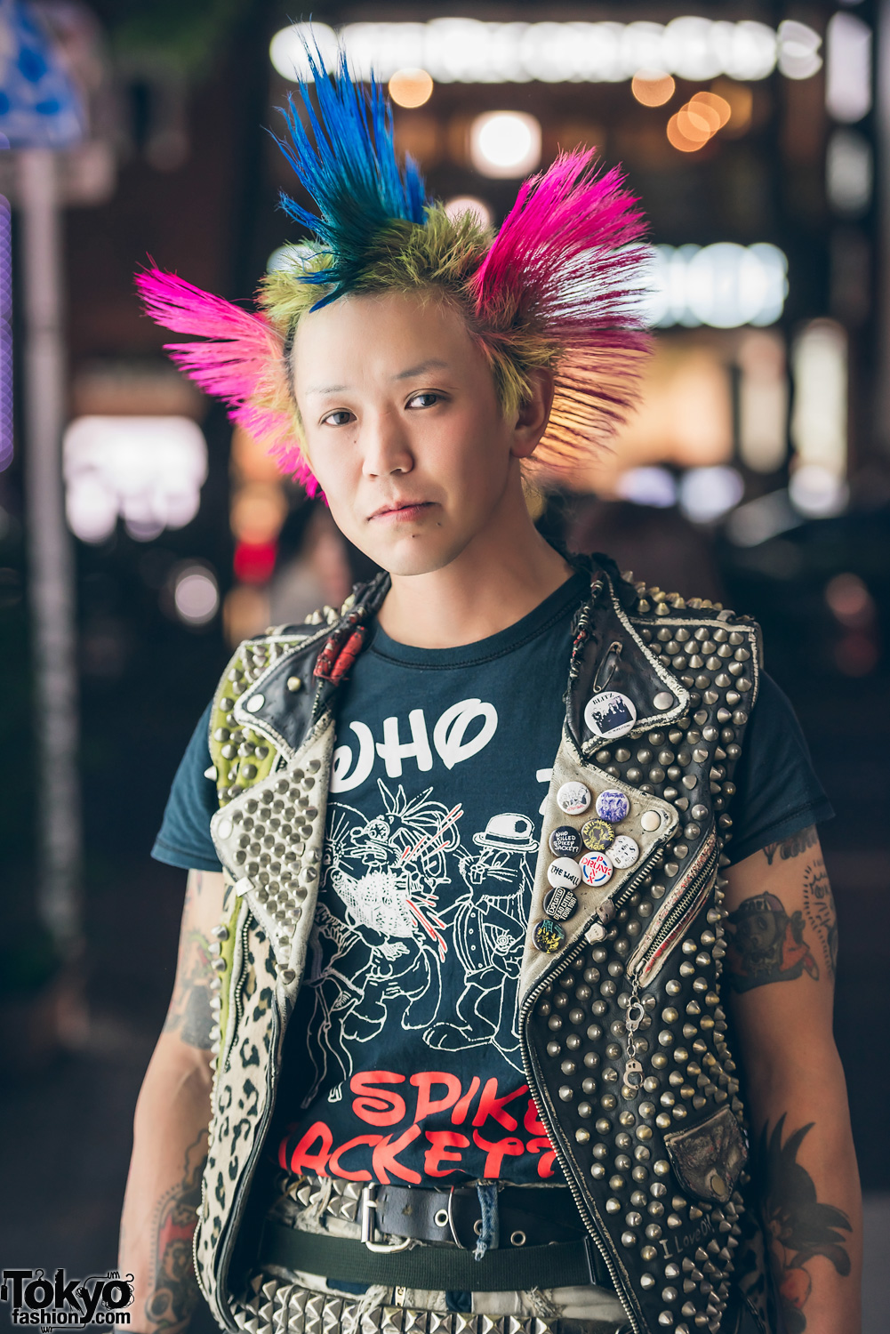 Harajuku Street Punk w/ Trihawk Hair in Who Killed Spikey Jacket? Tee ...