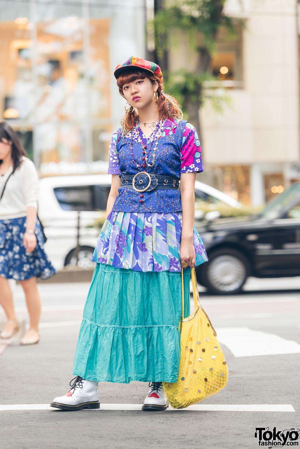 Colorful Printed & Layered Vintage Fashion in Harajuku w/ Kinji, Petit Cochon, Dr. Martens, Hard Off & Juxtaposition