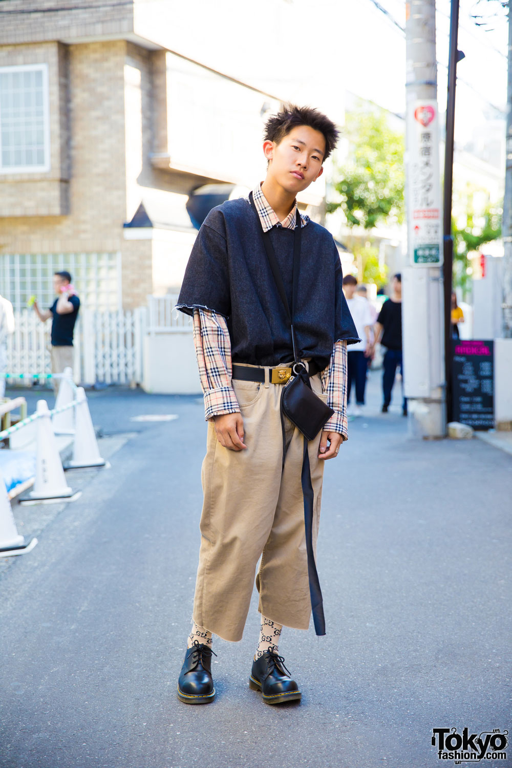 Harajuku Guy in Plaid Fashion w/ A'Gem Tokyo, Burberry, Gucci, Rick Owens & Dr. Martens