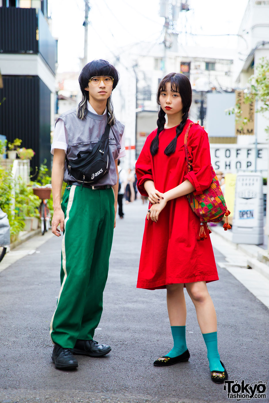 Red & Green Harajuku Streetwear Looks w/ Vintage Fashion, The Four-Eyed, FILA, Reebok, Asics & Mikansei