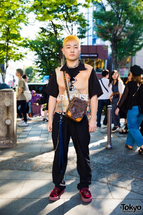 Blonde-Haired Harajuku Guy in Streetwear Fashion w/ Faith Tokyo, Puma, Louis Vuitton & Givenchy