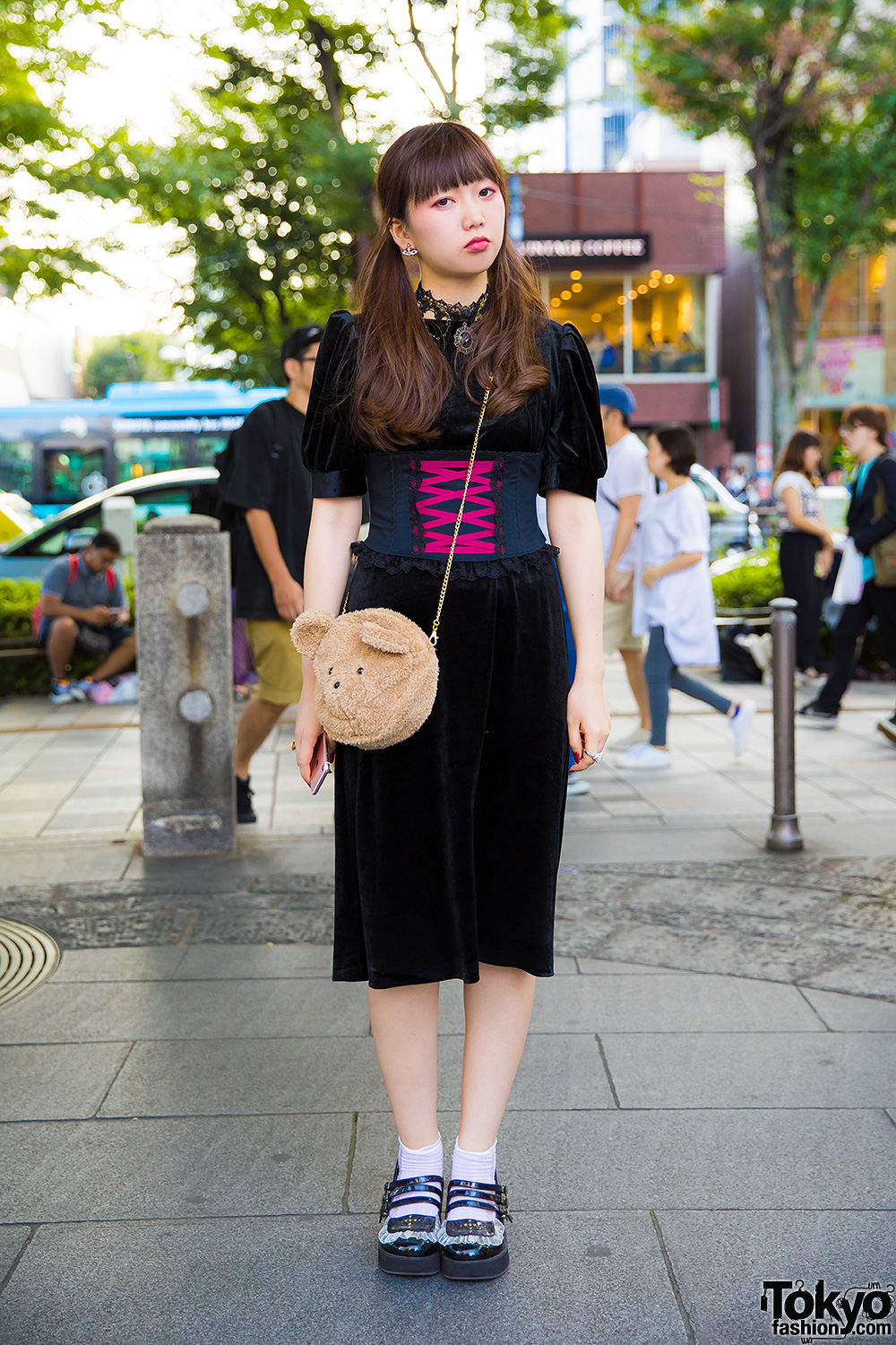 Twin-Tailed Harajuku Girl in Vintage Velvet Dress & Corset w/ Merry Jenny & Vivienne Westwood