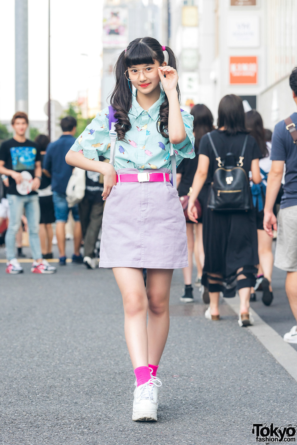 Harajuku Model/Actress in Pastel Popsicle Street Style w/ Peco Club, WEGO, Daiso & Forever 21