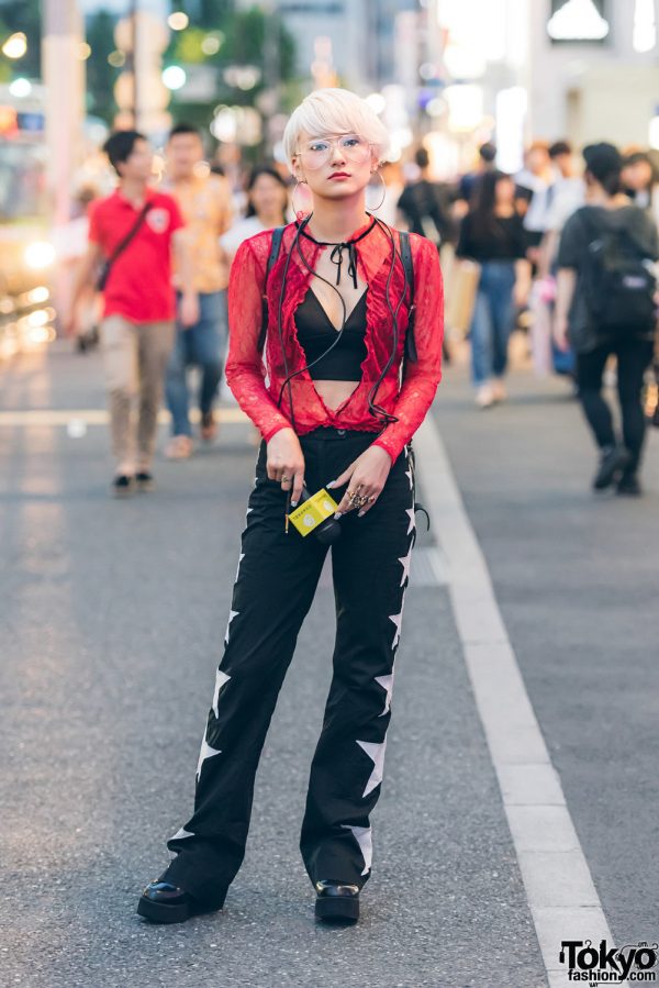 Harajuku Girl in Red & Black Street Style w/ Kriss Soonik, Love Moschino, Gucci & Moschino